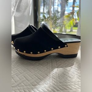 M Gemi The Greta black suede studded clogs size 36